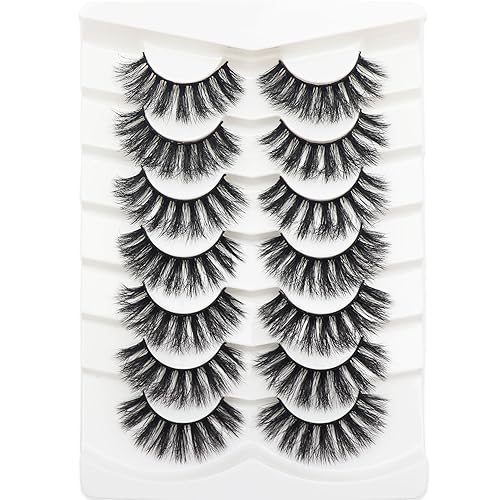 Losha Pestañas postizas esponjosas, pestañas postizas de volumen suave, paquete de 7 pares de pestañas postizas veganas, pestañas postizas