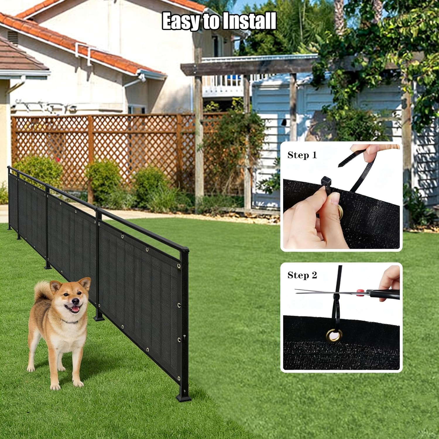 6x50FT Fence Privacy Screen, 160 GSM Outdoor Fencing Mesh Shade Net Cover 90% Blockage for Patio, Outdoor Backyard, Cable Zip Ties Included, Black