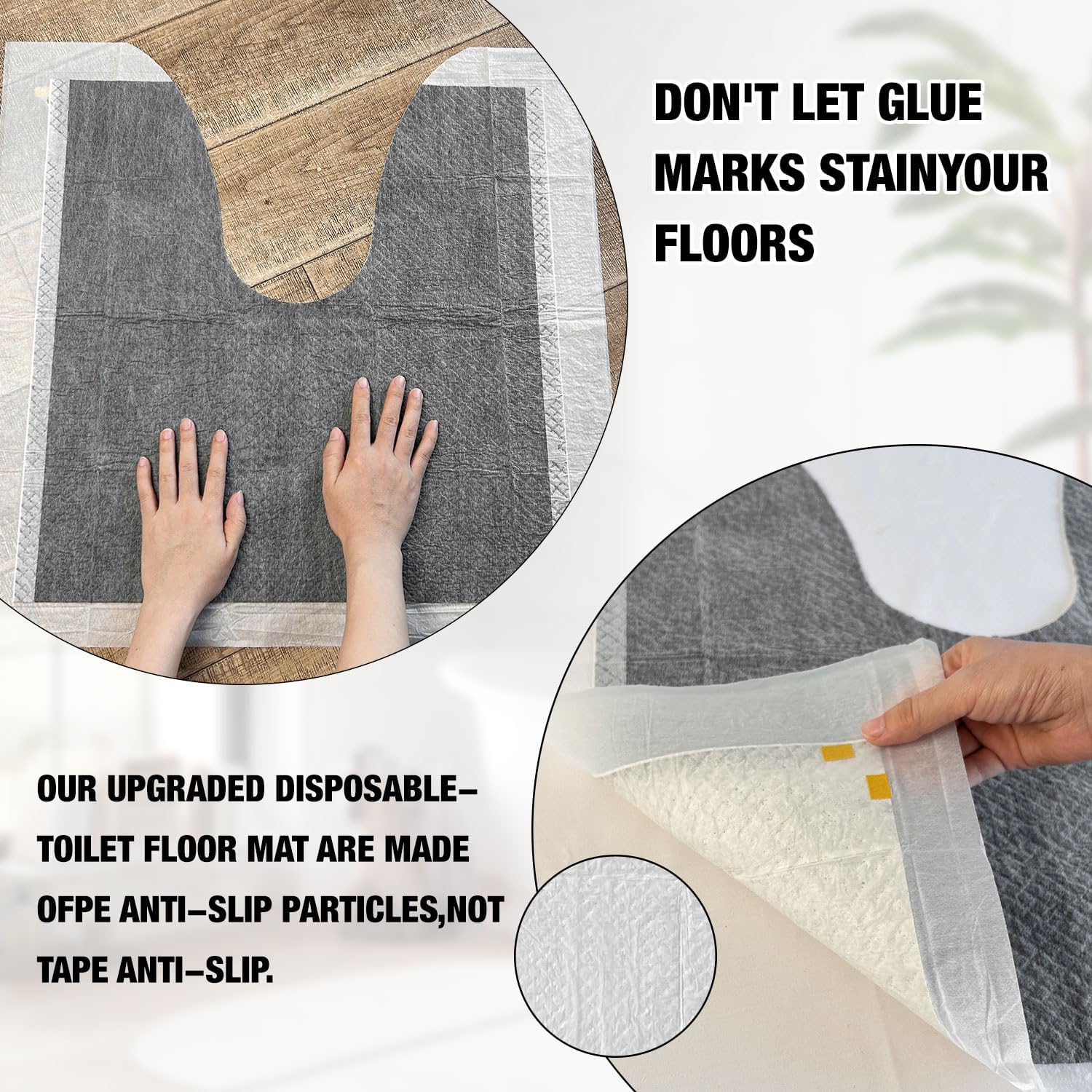 50 Pack Disposable Toilet Mats Absorbent Toilet Floor Protector from Urine U-Shape Toilet Training Rug Waterproof Non-Slip Bathroom Potty Training Mats for Children Adult (Gray-1) - Image 4