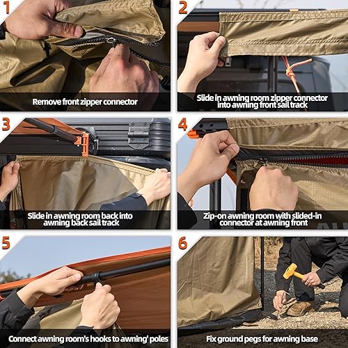 Miniatura 6 de ALL-TOP Toldo para habitación con suelo de 8.2 x 8.2 pies, tienda de campaña Oxford 420D Rip-Stop con malla resistente a los insectos, refugio solar