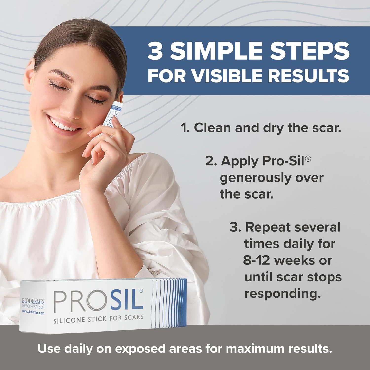 PROSIL Silicone Scar Stick 4.25g – Effective Scar Treatment with Premium-Grade Scar Silicone – Compact, Mess-Free, Glide-on Application for Convenient Scar Therapy – Gentle on All Skin Types & Kids