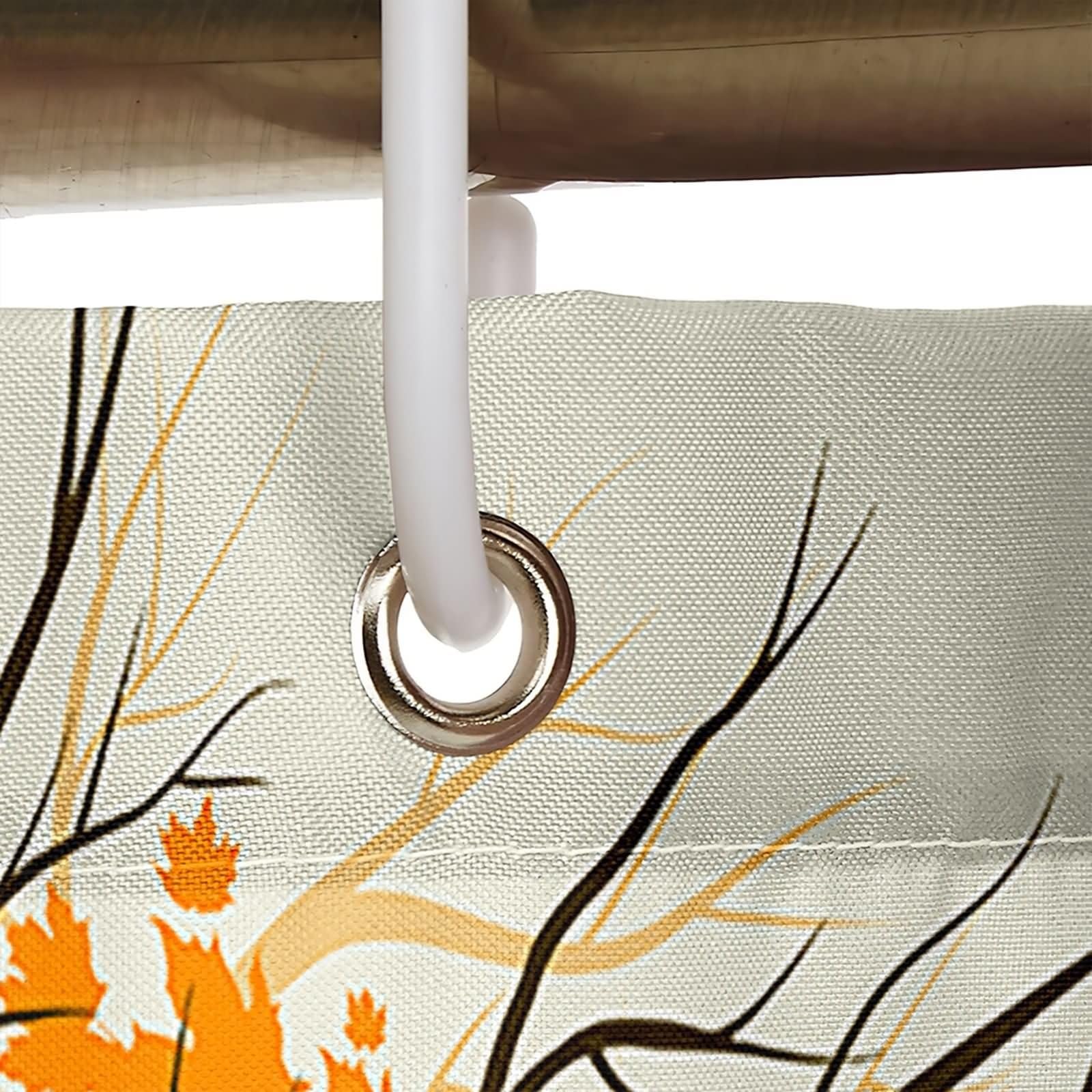 Duschvorhang 180X200, Duschvorhang Polyester Gelb Orange Schwarz Ahornblätter Haushaltsduschvorhang