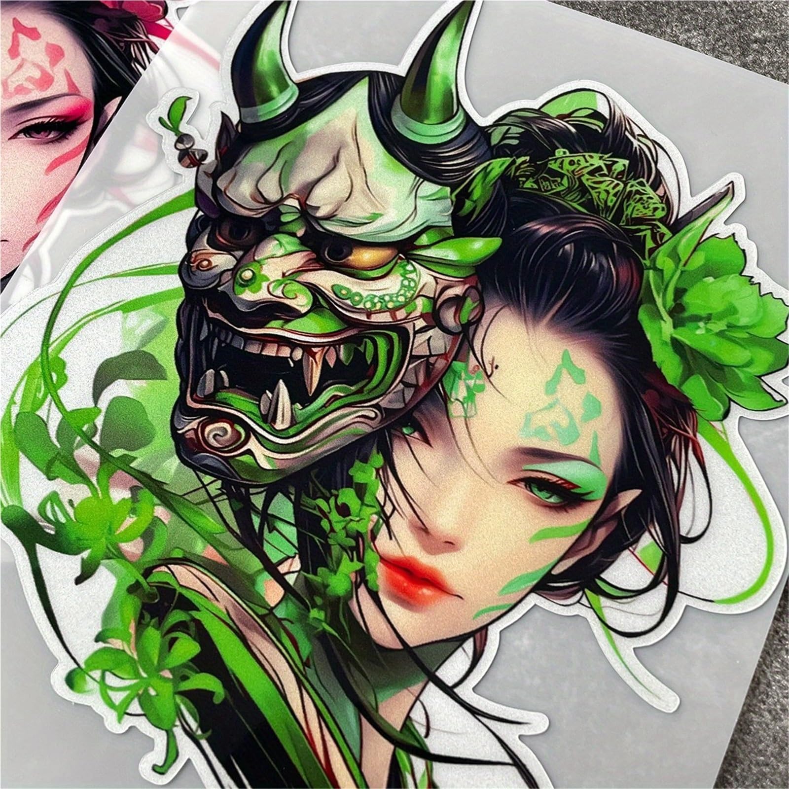 HAfgDJ Geisha Reflective Stickers, Waterproof & Durable Decals for Motorcycle, Scooter, Helmet, Fuel Tank & Windshield