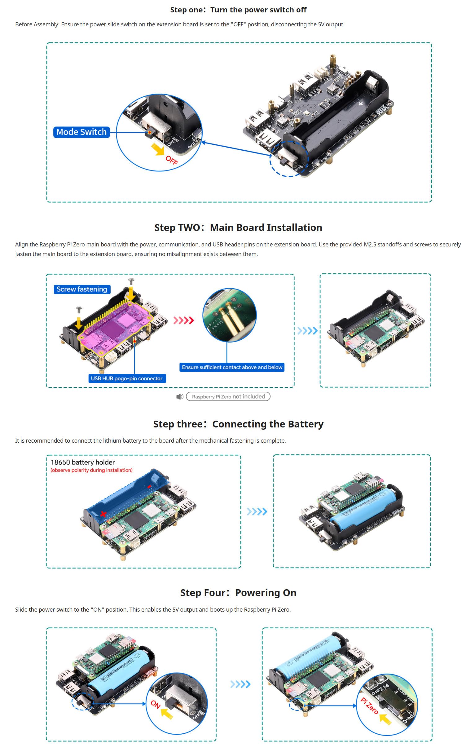 Pi Zero UPS HUB HAT per Raspberry Pi Zero Series, scheda di espansione USB 2.0 a 3 porte con backup di alimentazione, supporto Ba-ttery 18650, gestione intelligente della carica e dello scarico
