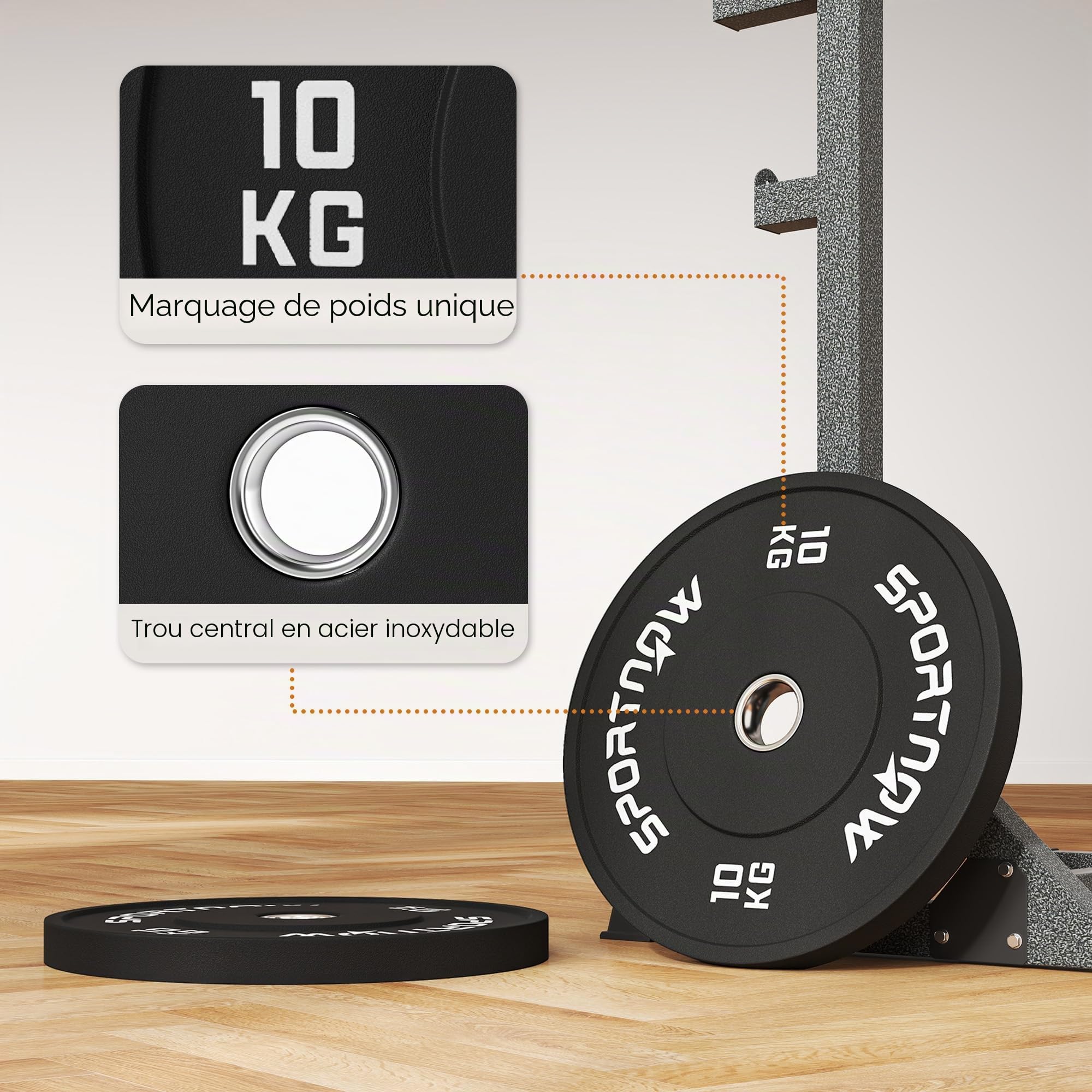 SPORTNOW 2er-Set Hantelgewichte, Gewichtsscheiben, Hantelscheiben-Set für 5 cm Hantelstange mit Ø 50 mm Bohrung, Schwarz