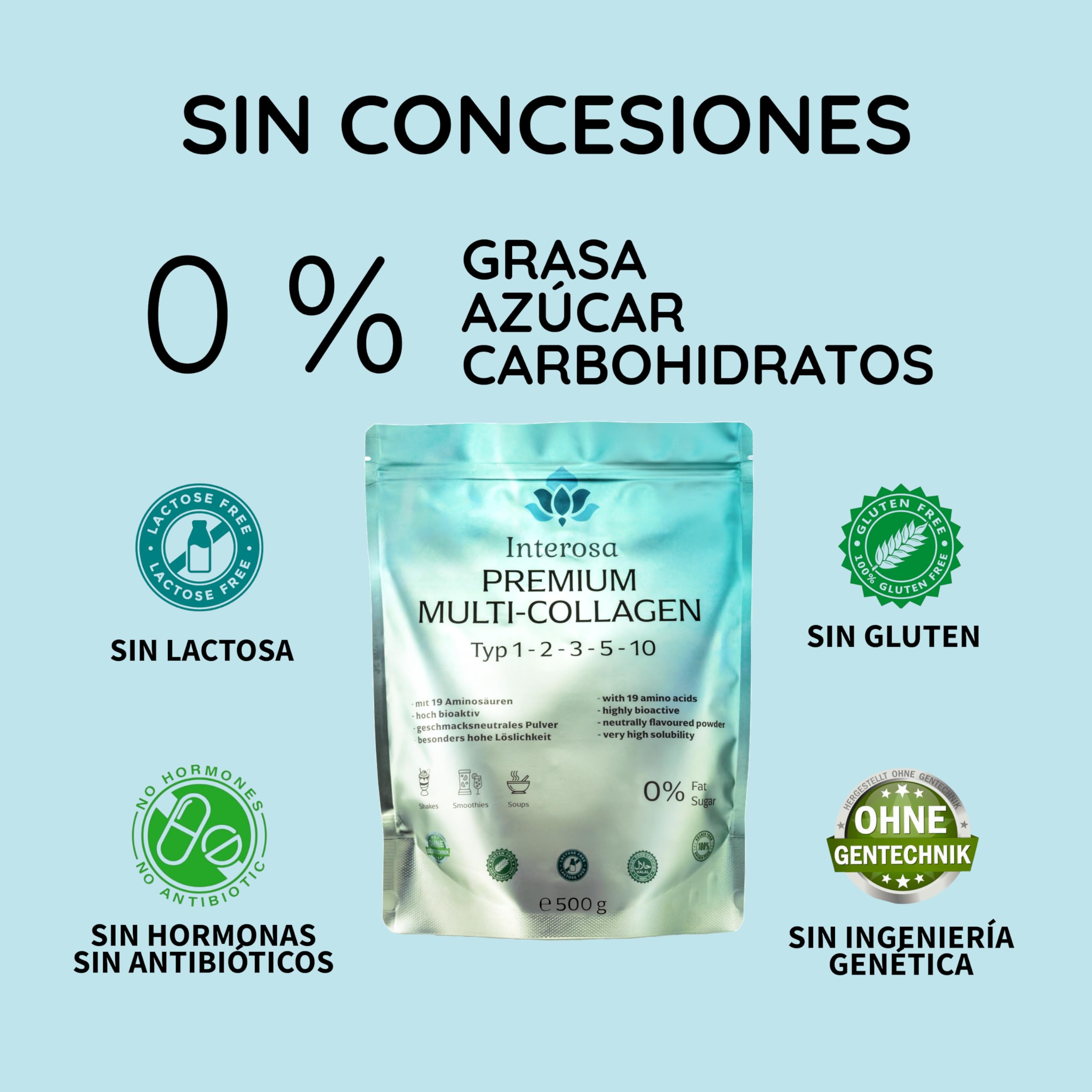 colágeno en polvo 500 g - péptidos de colágeno tipo 1 2 3 5 10 - complejo de colágeno premium insípido - proteína hidrolizada súper soluble