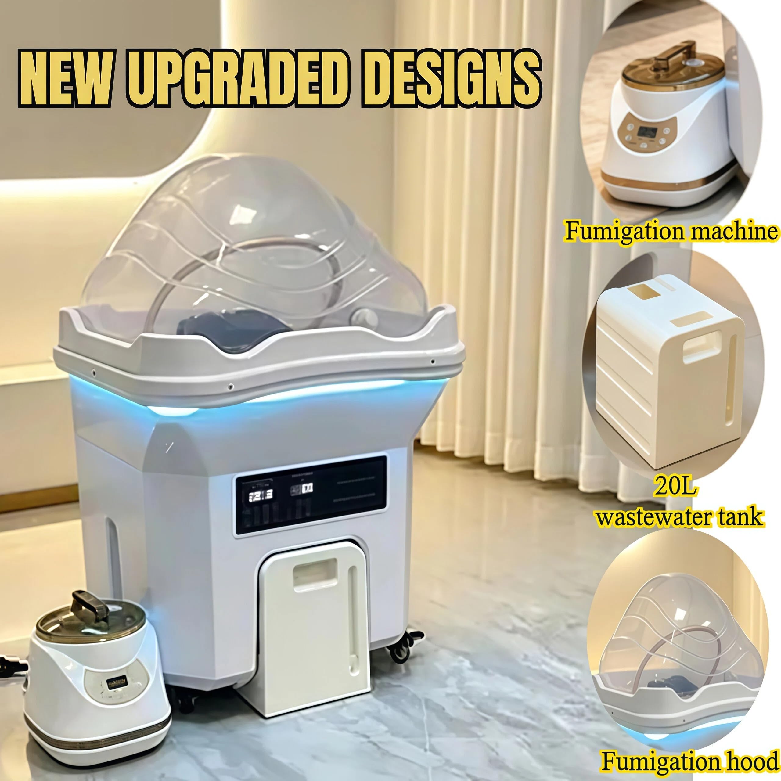 Cabezal de Lavado Extraíble para Salón de Belleza Equipo Spa Japonés Lavabo Champú Con Circulación Agua Y Función Terapia Luz Cama de Champú de Masaje Cuenco para Champú Cama para Peluquero (black)