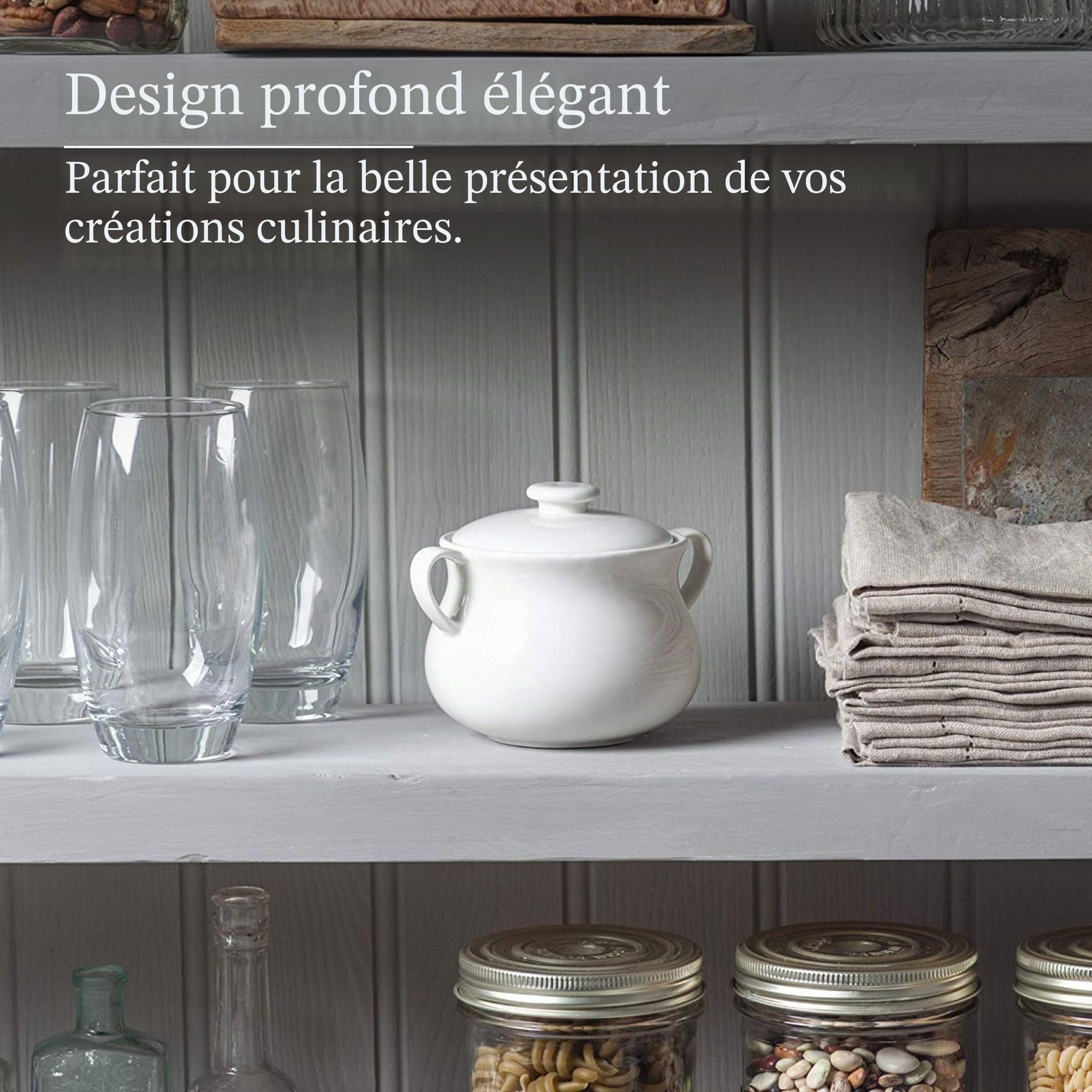 WM Bartleet & ‿Sons 1750 T411 Bol à soupe et ragoût en porcelaine avec couvercle Blanc 500 ml