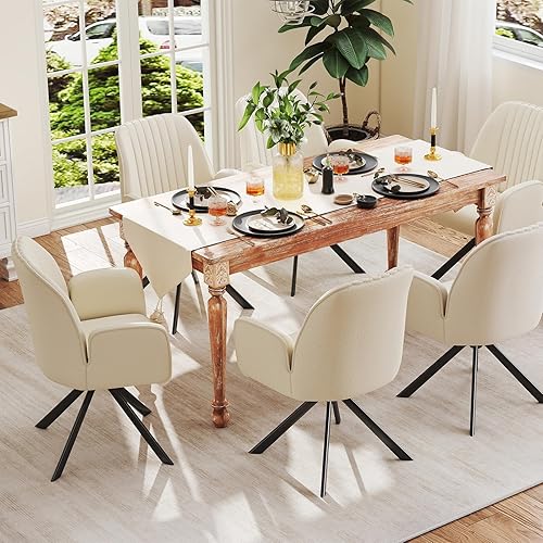 Miniatura 2 de Furniliving Modernas sillas de comedor giratorias, juego de 2 sillas de comedor tapizadas, sillas de comedor con brazos, silla de comedor giratoria