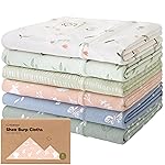 Organic Burp Cloths Baby Boy, Girl - 6-Pack Large Cotton Burping Cloths for Babies, Spit Up Rags, Super Absorbent, Ultra Soft Newborn Rag, Gender Neutral, Machine Washable, Durable (Fleur)