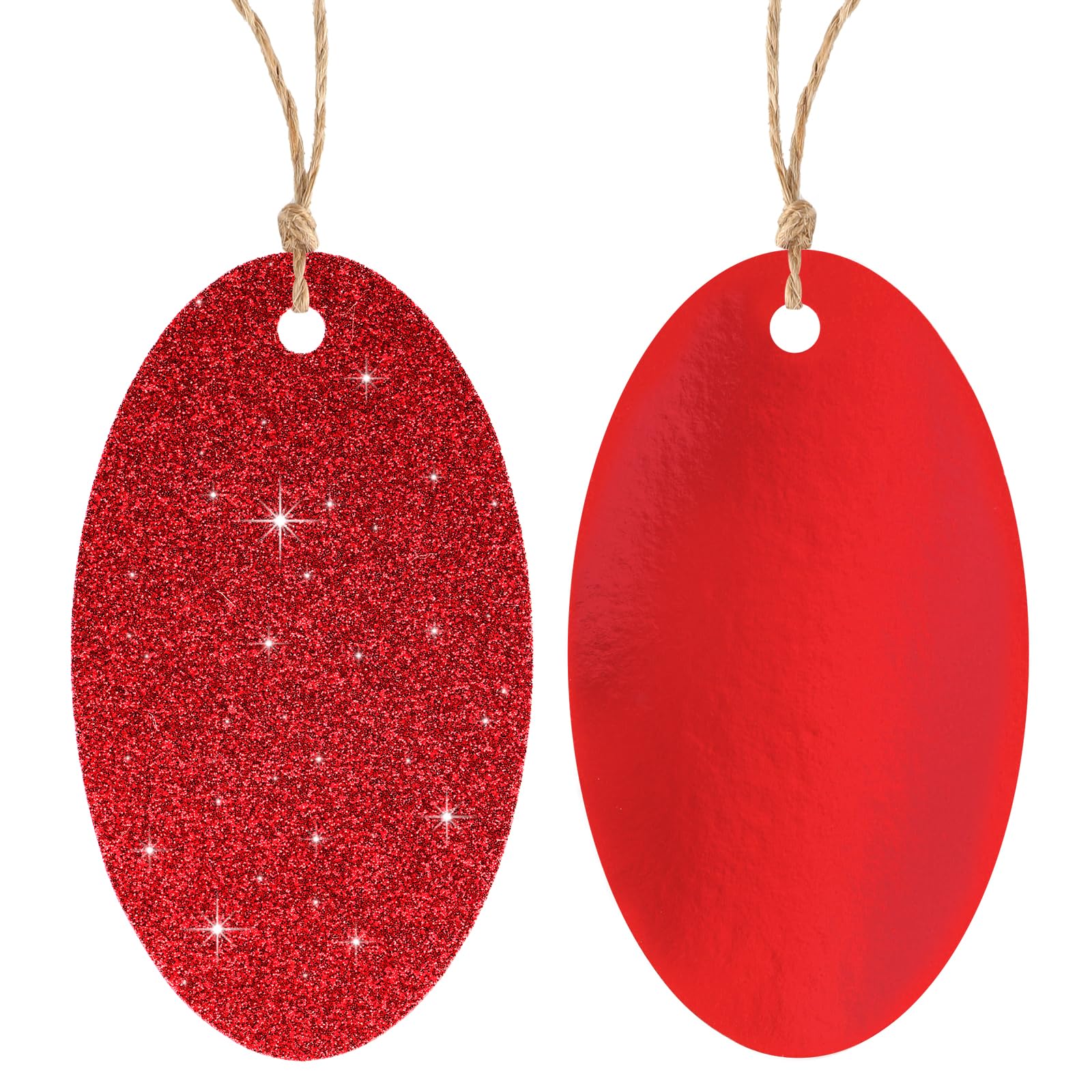 KINGLAKE 40 Pcs Red Gift Tags, Glitter Foil Christmas Tags for Presents
