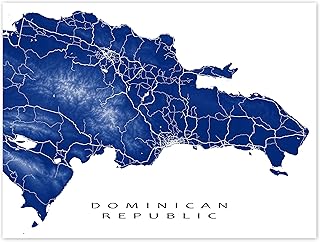Dominican Republic Map of the Dominican Republic Print 8x10, Santo Domingo, Punta Cana, Handmade Caribbean Island Wall Art Poster 24x36