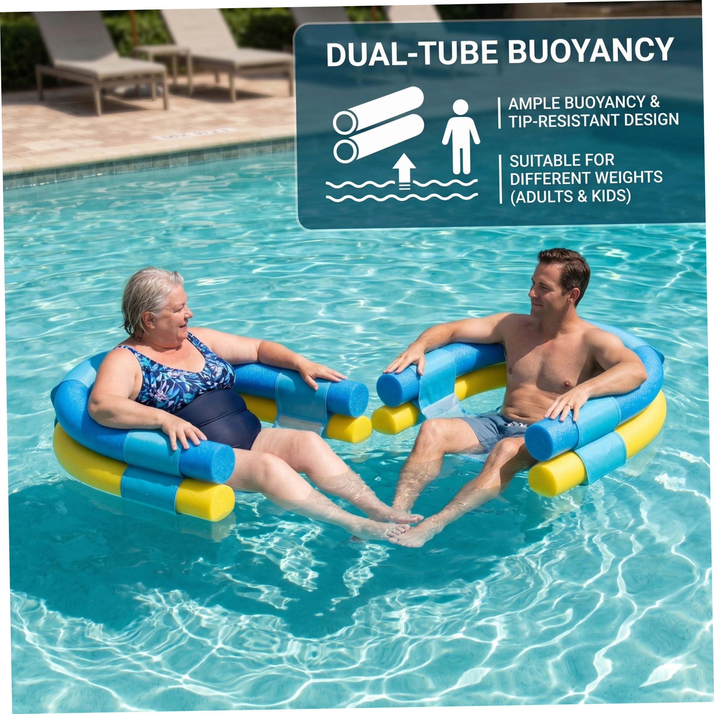 Silla Flotante para Piscina 1 Unidad no Inflable para Adultos y niños Gris 40 Pulgadas