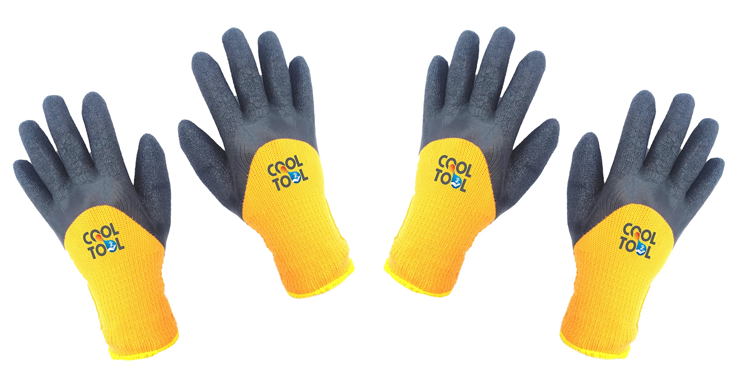 CoolTool Professional Cut Resistant/Proof, Slip Resistance, Multi-purpose, Reusable Orange Nylon Shell with Black Crinkle Finish Latex Coating Gloves (Black & Orange, 2- Pair) (B09K7HGQ6J) Amazon Price History, Amazon Price Tracker