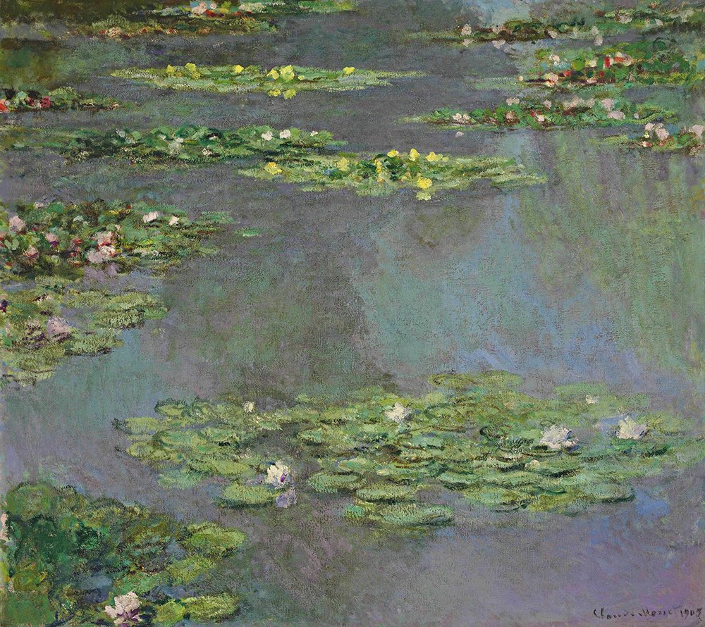 Claude Monet Nympheas 1905 cadre marron reproduction tableau impressionniste