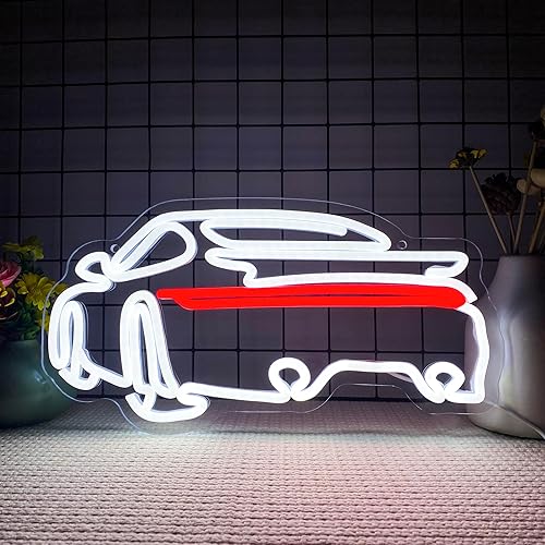 Letreros de neón de automóvil deportivo para decoración de pared, luz de neón regulable para garaje, letreros de automóvil alimentados por USB para