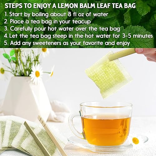 Miniatura 9 de 120 bolsas de té de hojas de bálsamo de limón premium, 100% natural y puro de hojas de bálsamo de limón. Té de hierbas de bálsamo de limón de hojas