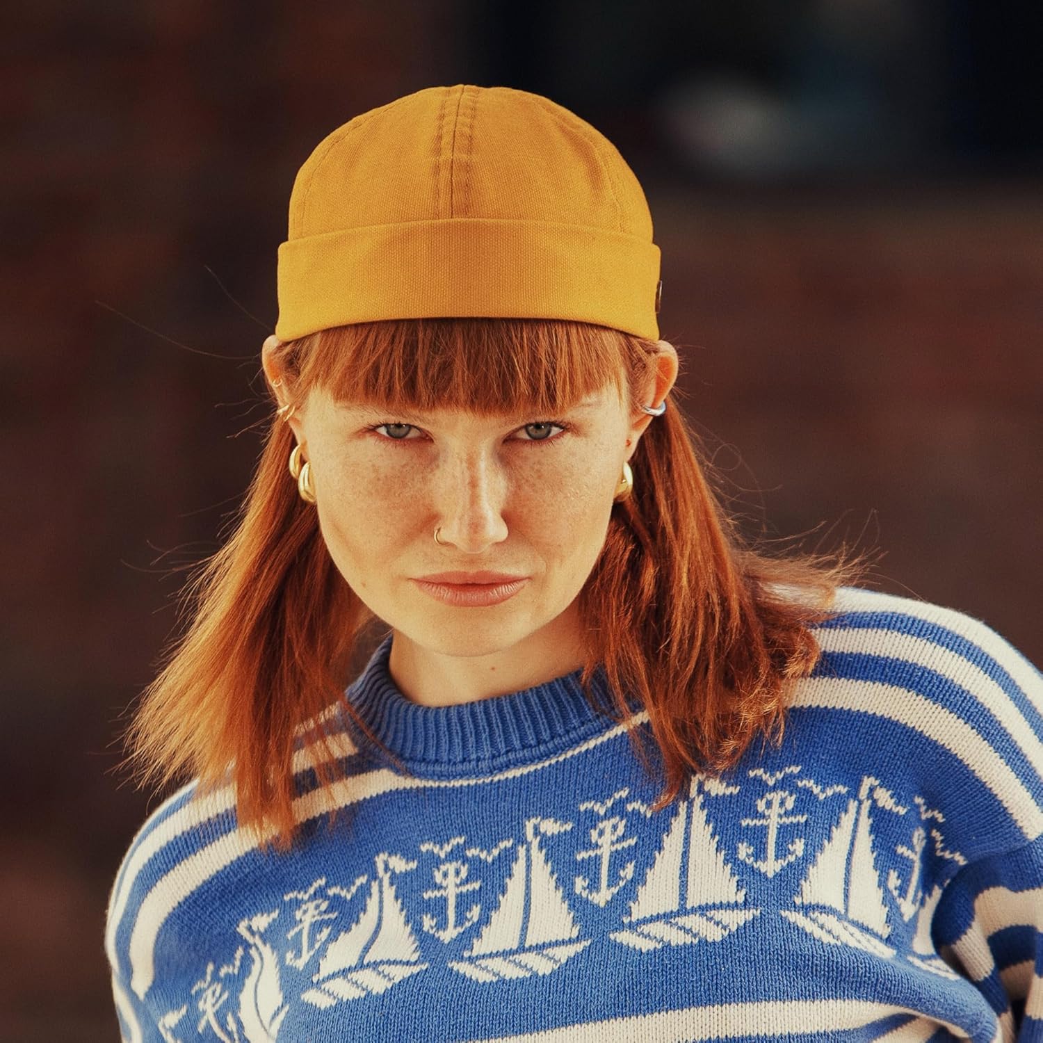 Sterkowski Model Docker | 100% Cotton in Panama Weave Beanie for Men and Women | Breathable Cap with Adjustable Leather Strap