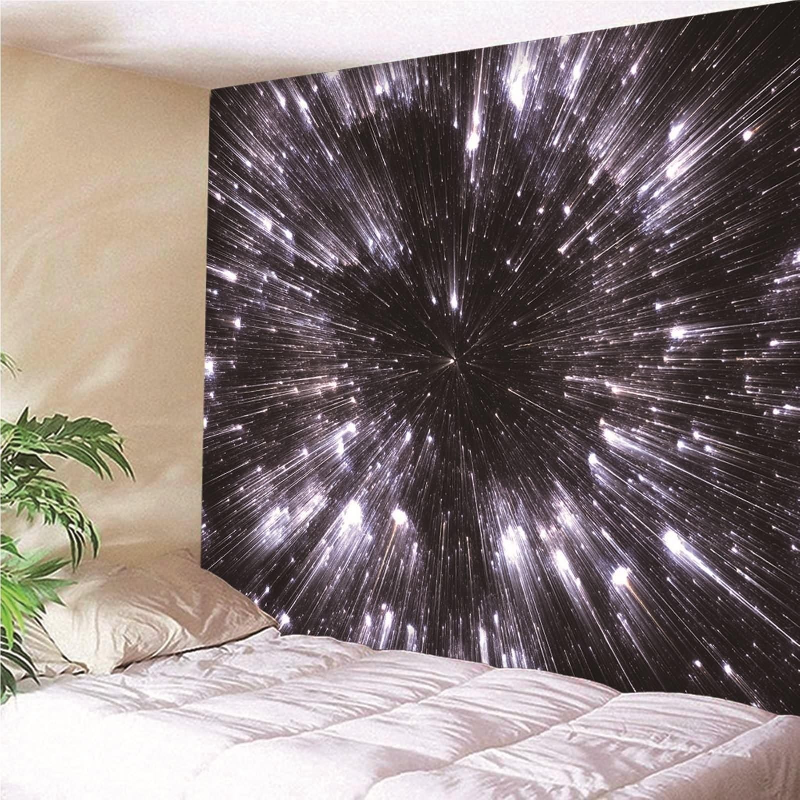 Tapiz de pared 200 x 200 cm, para exteriores, diseño de meteoritos, color negro y blanco