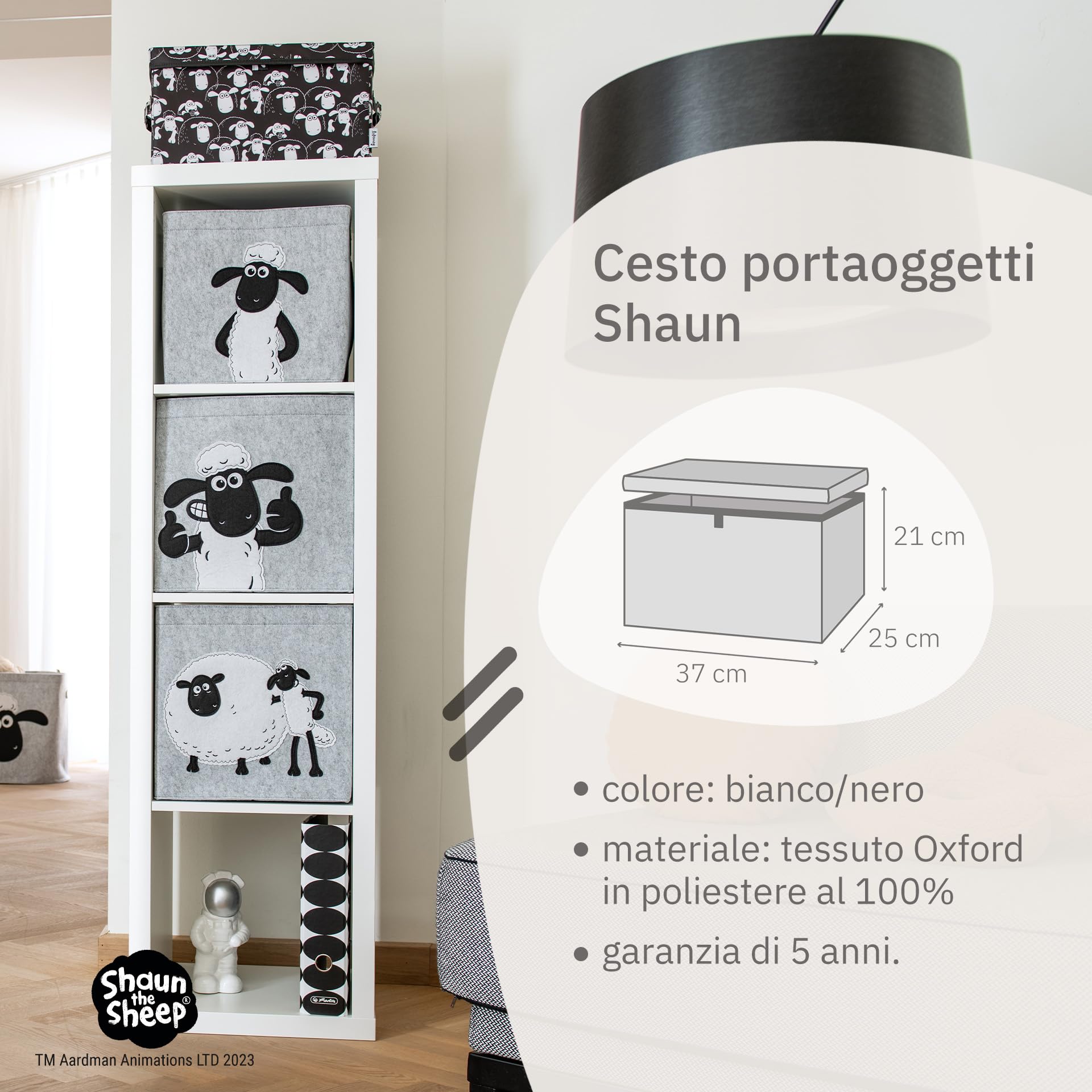 Incontra Shaun the Sheep scatola portaoggetti con coperchio 37x25x21 cm per bambini