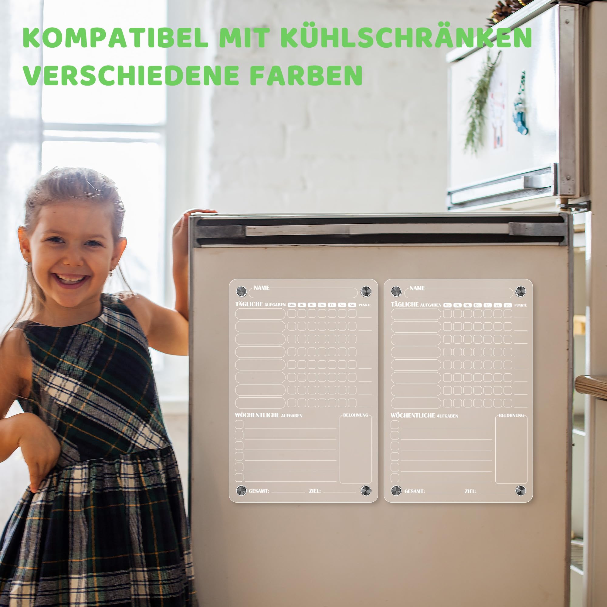 BIROYAL Magnetische Belohnungstafel Für Kinder - Abwischbarer Familienplaner Für Kühlschrank