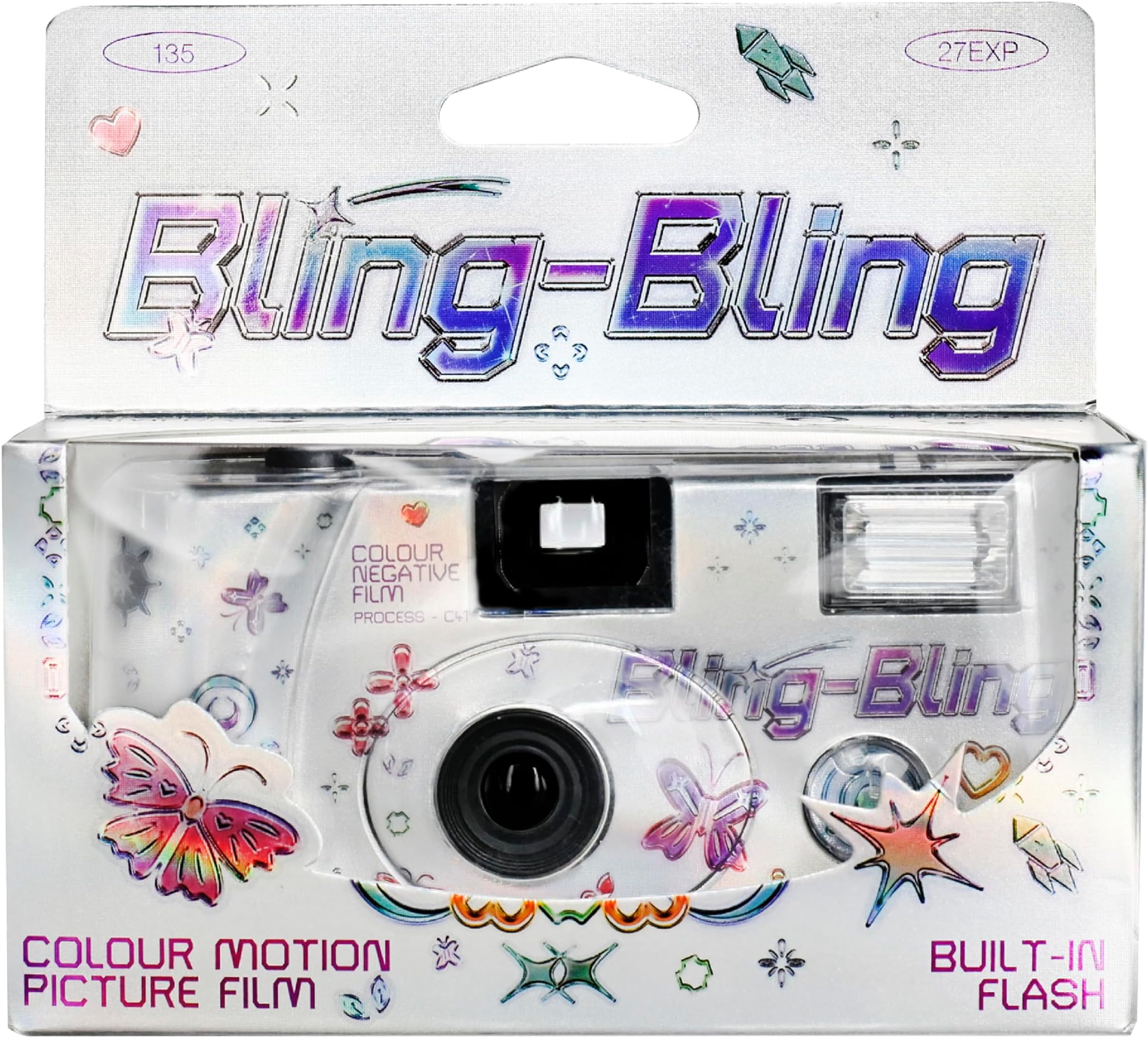 Retocolor Bling-Bling 400 35mm Disposable Film Camera 27EXP, ISO400, Color Negative Film, Focus Free, Easy to Use, Built-in Flash, Disposable (Film and Battery Included)