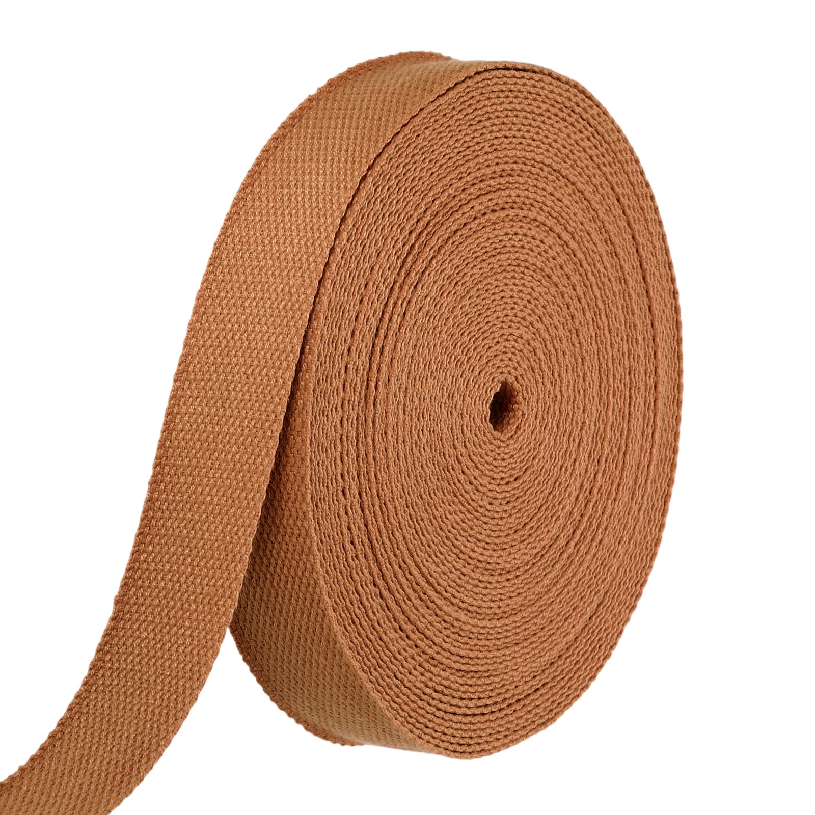 sourcing map Cotton Webbing 32mm x 14m (W x L) Polyester Cotton Weave Webbing Strap Twill Tape Ribbon for Arts and Crafts Webbing Tote Bag Handles Cloth Belt Making Outdoor Supplies, Brown
