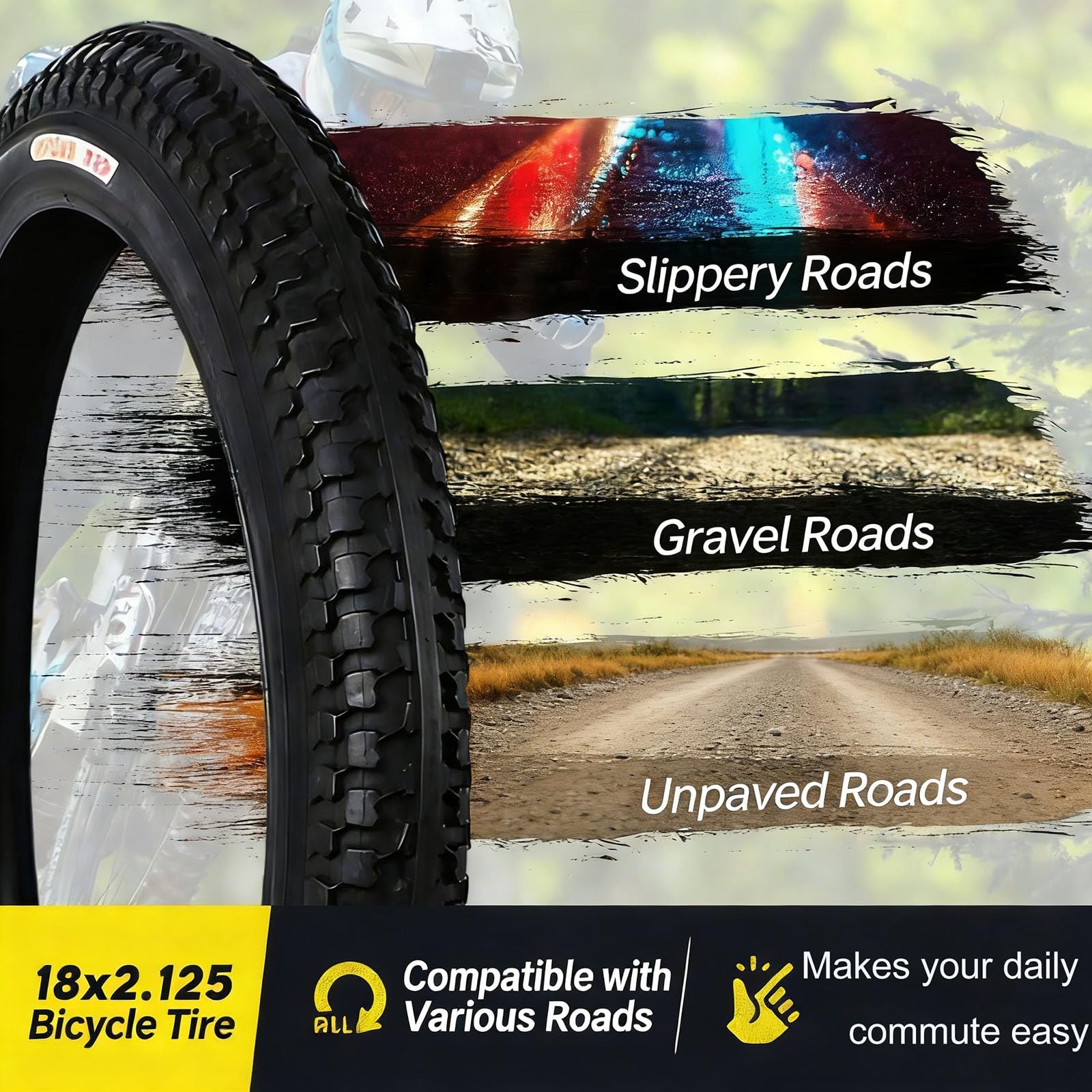 2PCS 18x2.125 Opona Rowerowa 35-45 PSI, Odporna na Przebicia i Zużycie, z Grubą Ścianką do Jazdy po Terenie, Górach i Mieście