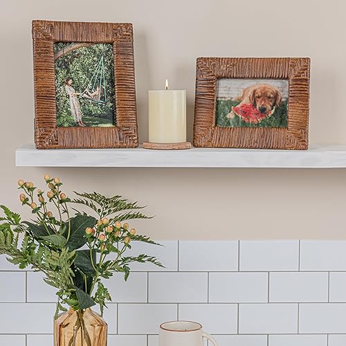 Miniatura 7 de Creative Co-op Marco de fotos de ratán tejido a mano, teñido natural (para fotos de 4 x 6 pulgadas)