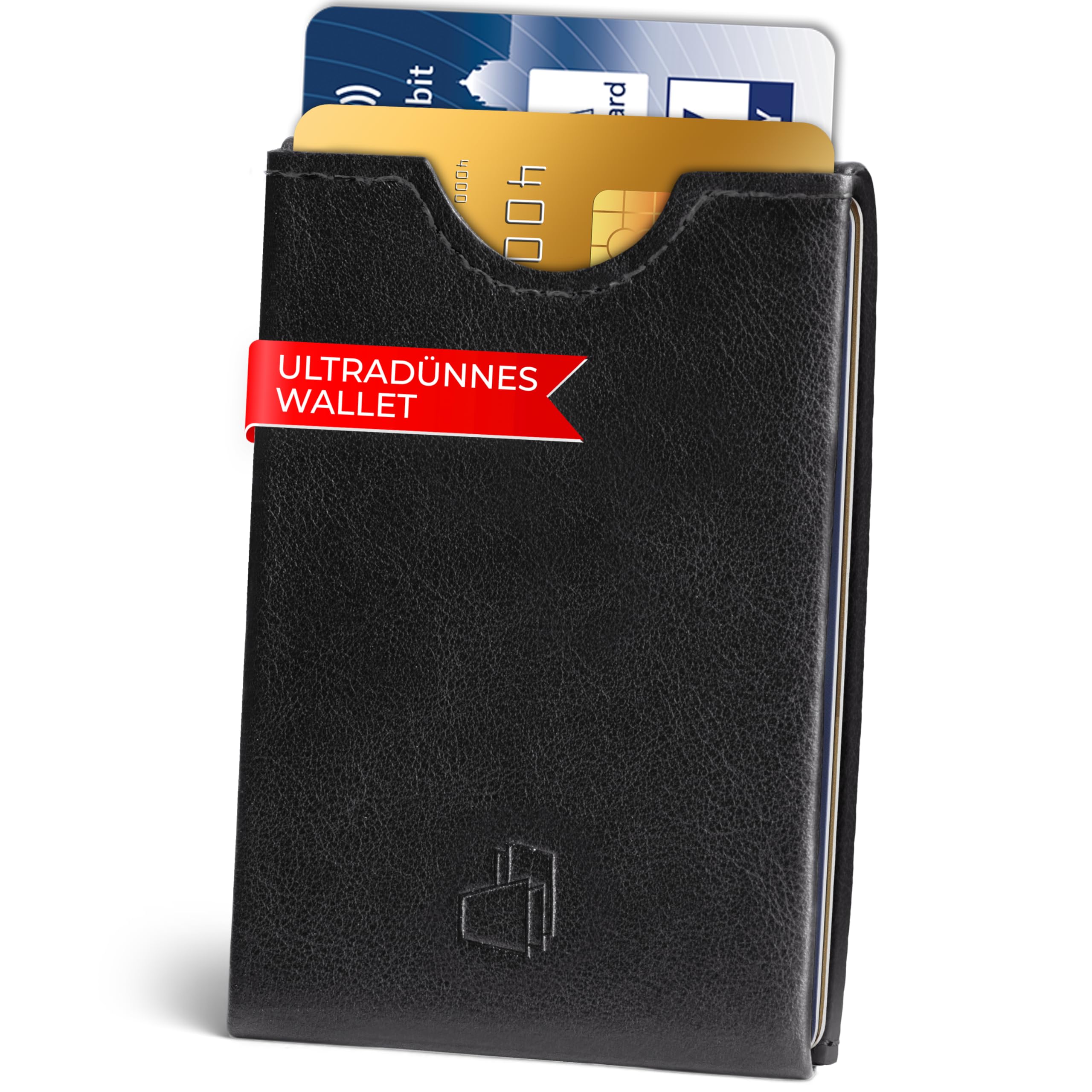 Carte di credito/custodia/portafoglio/SLIMWALLET, Nero , Glattleder, Minimalista