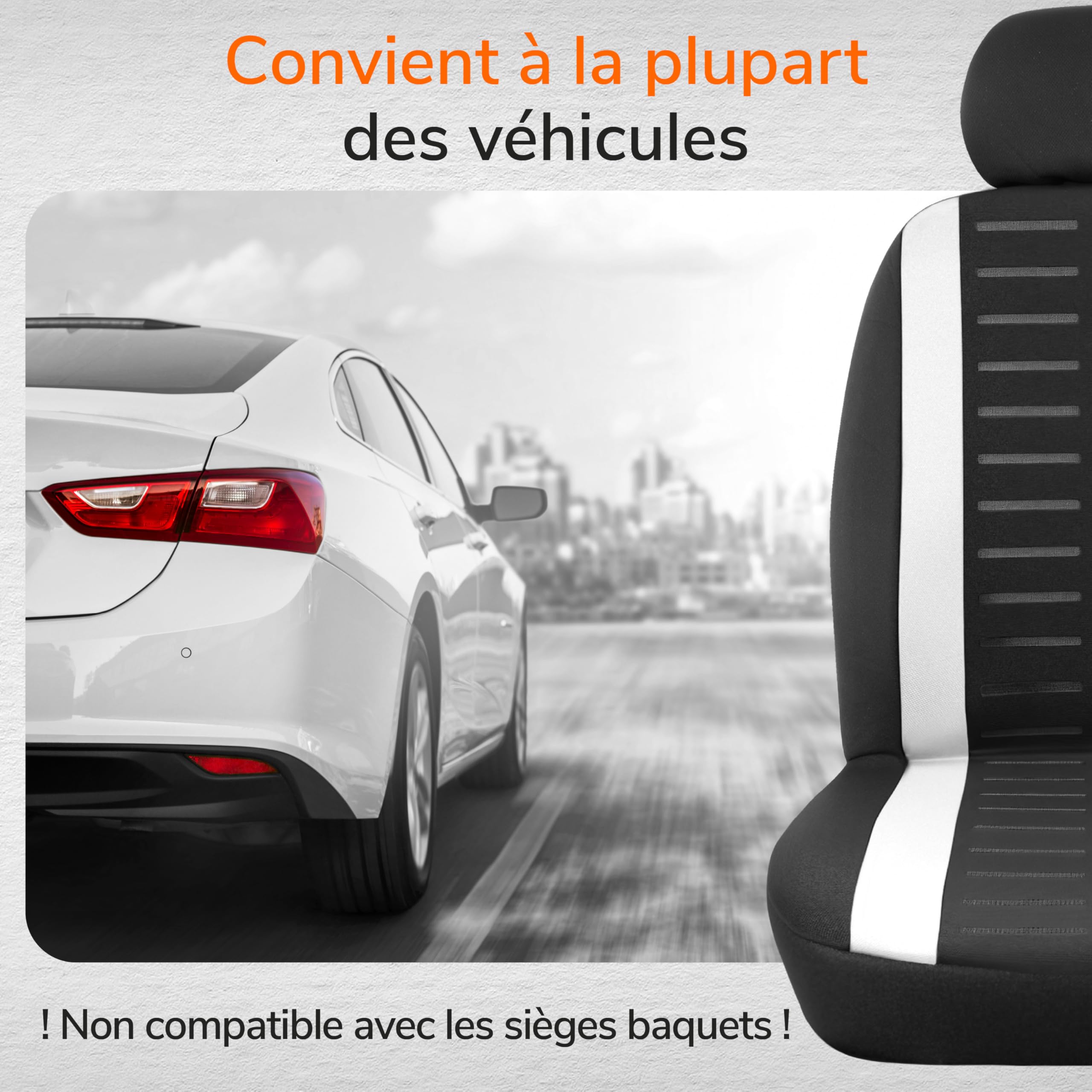 upgrade4cars Housses de Siège Avant Set Version 2026 Universel | Pour la plupart des voitures | respirant & pratique | Été & Hiver