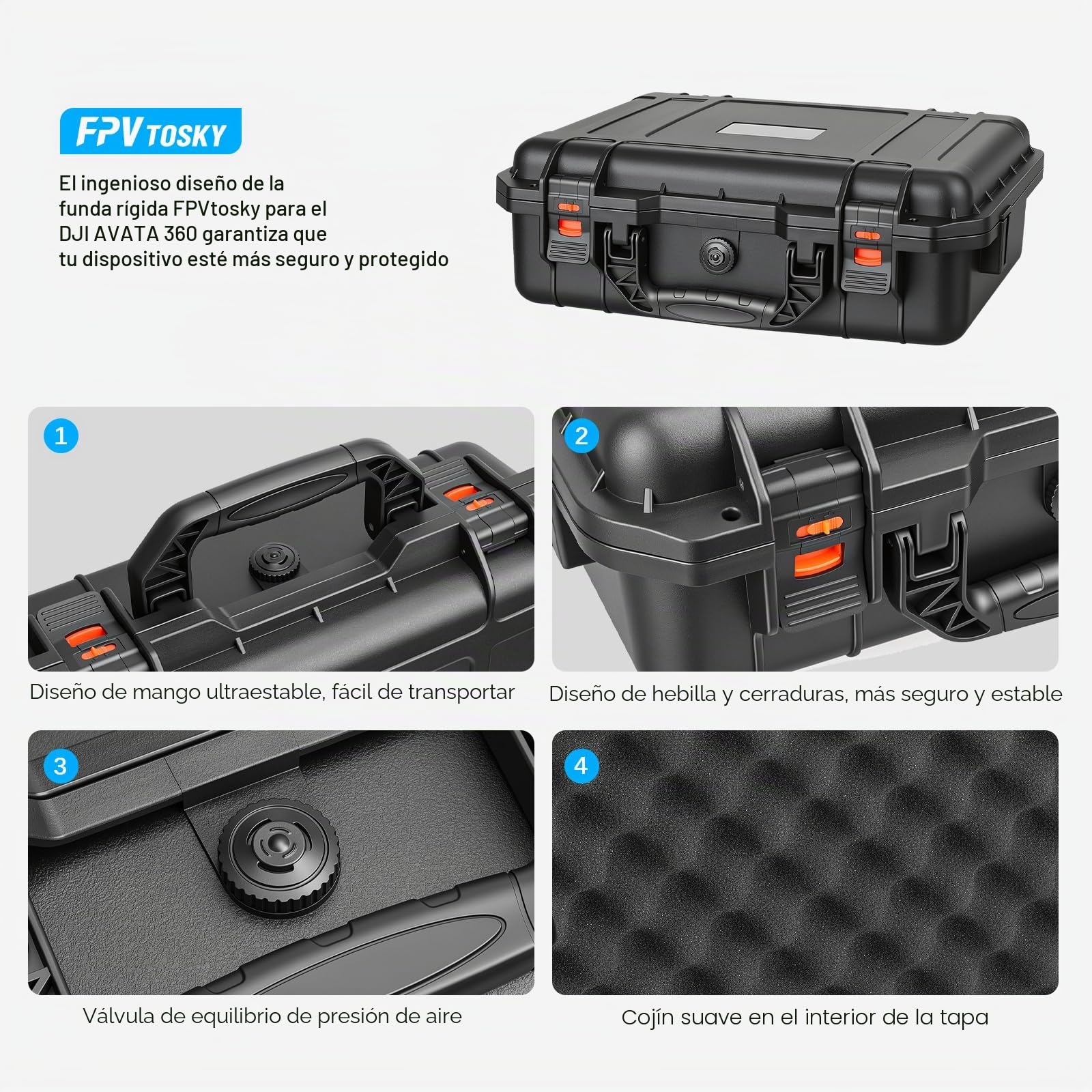 FPVtosky Funda rígida impermeable para DJI Avata 360 Motion Fly More Combo – Compatible con gafas N3, RC Motion 3, RC 2/FPV mando a distancia 3, hub de carga y 3 baterías (solo funda)