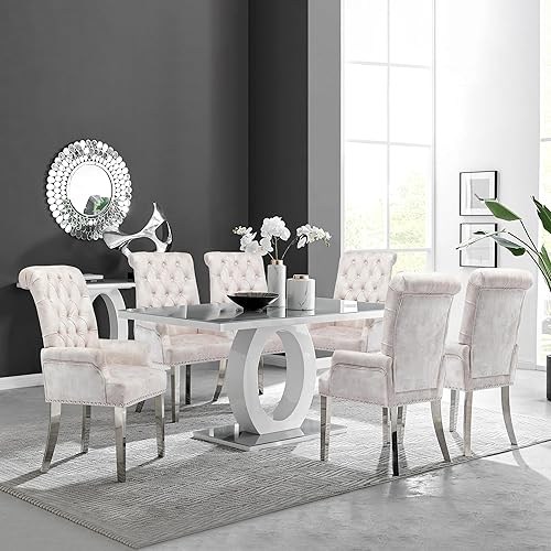 Miniatura 72 de LOULENS Lujosas sillas de comedor de terciopelo, modernas sillas de comedor tapizadas copetudas, reposabrazos con patas de acero inoxidable para