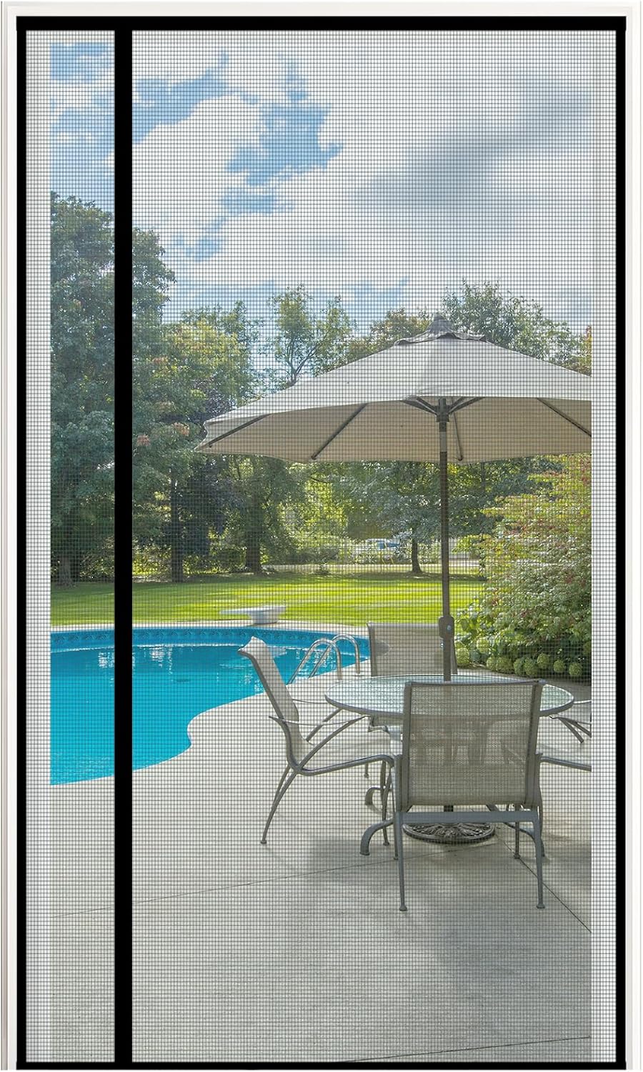 Double Opeing Magentic Screen Door for Sliding French Door, Fit Door Size 74 x 82, Large Self Sealing Screen Door Mesh for Pet Kid, Removable Mesh Net Walk Through, Keep Fly Out, Gray