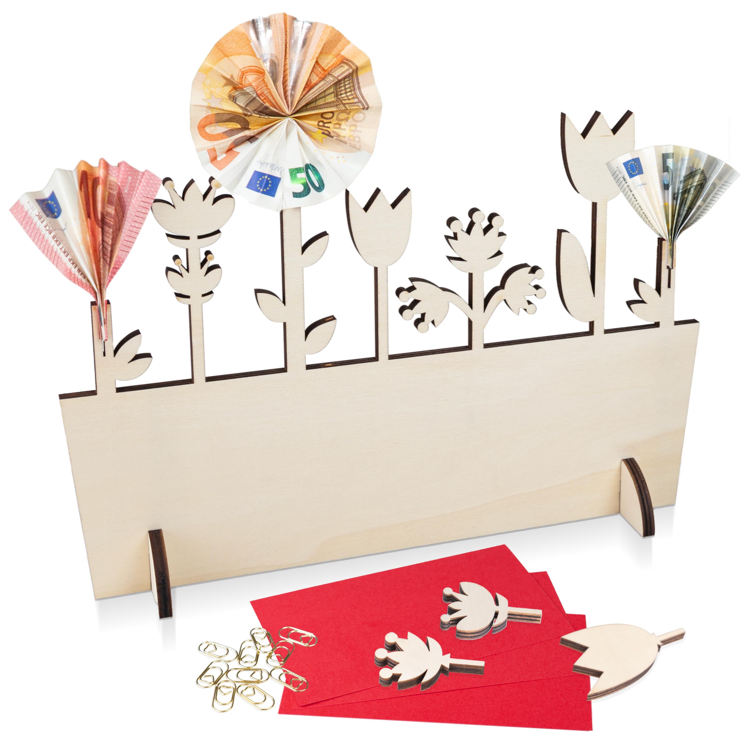 Inovida Geldgeschenke Geburtstag – Holz Blumenkasten als Geldgeschenk Verpackung – Wunscherfüller Geschenk zum Geburtstag & Hochzeit – DIY Geburtstagsgeschenk – Originelle Geschenkidee
