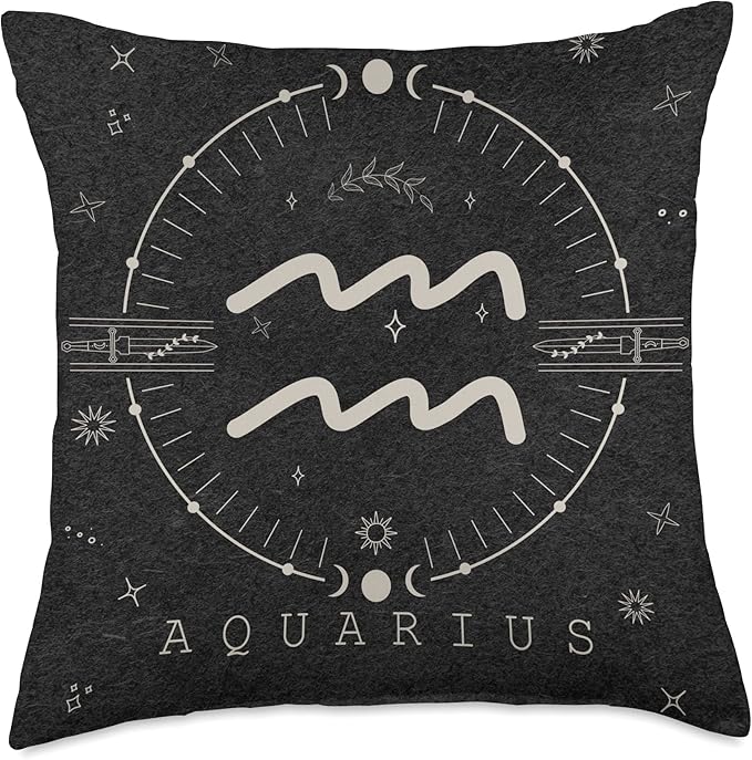 Aesthetic Aquarius Zodiac Sign Astrological Stars Celestial Throw Pillow