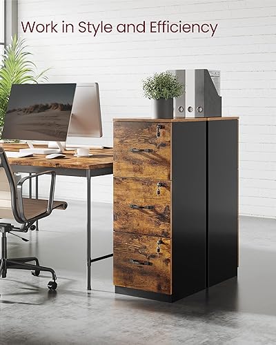 Miniatura 67 de VASAGLE Archivador de 1 cajón con cerradura, soporte de impresora, organizador de archivador de oficina, para documentos tamaño A4 y carta, marrón