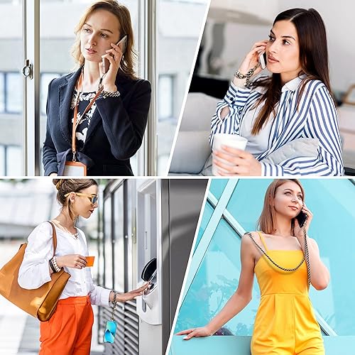 Miniatura 5 de Kaptron 2 cordones para teléfono celular correa universal ajustable para teléfono y correa de muñeca, con 2 clips de langosta y 2 parches de correa,