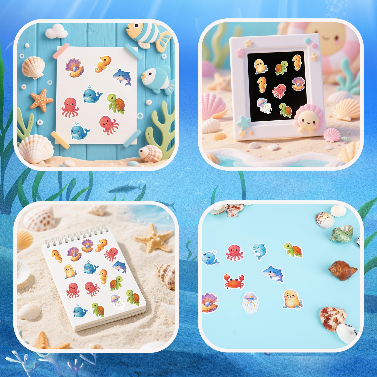 10 Sheets Ocean Stickers for Kids 200pcs Under the Sea Animal Stickers Cute Sea Creature Life Labels Waterproof Ocean Theme Party Favor Decorations for Water Bottle Computer Craft Supplies - Image 4