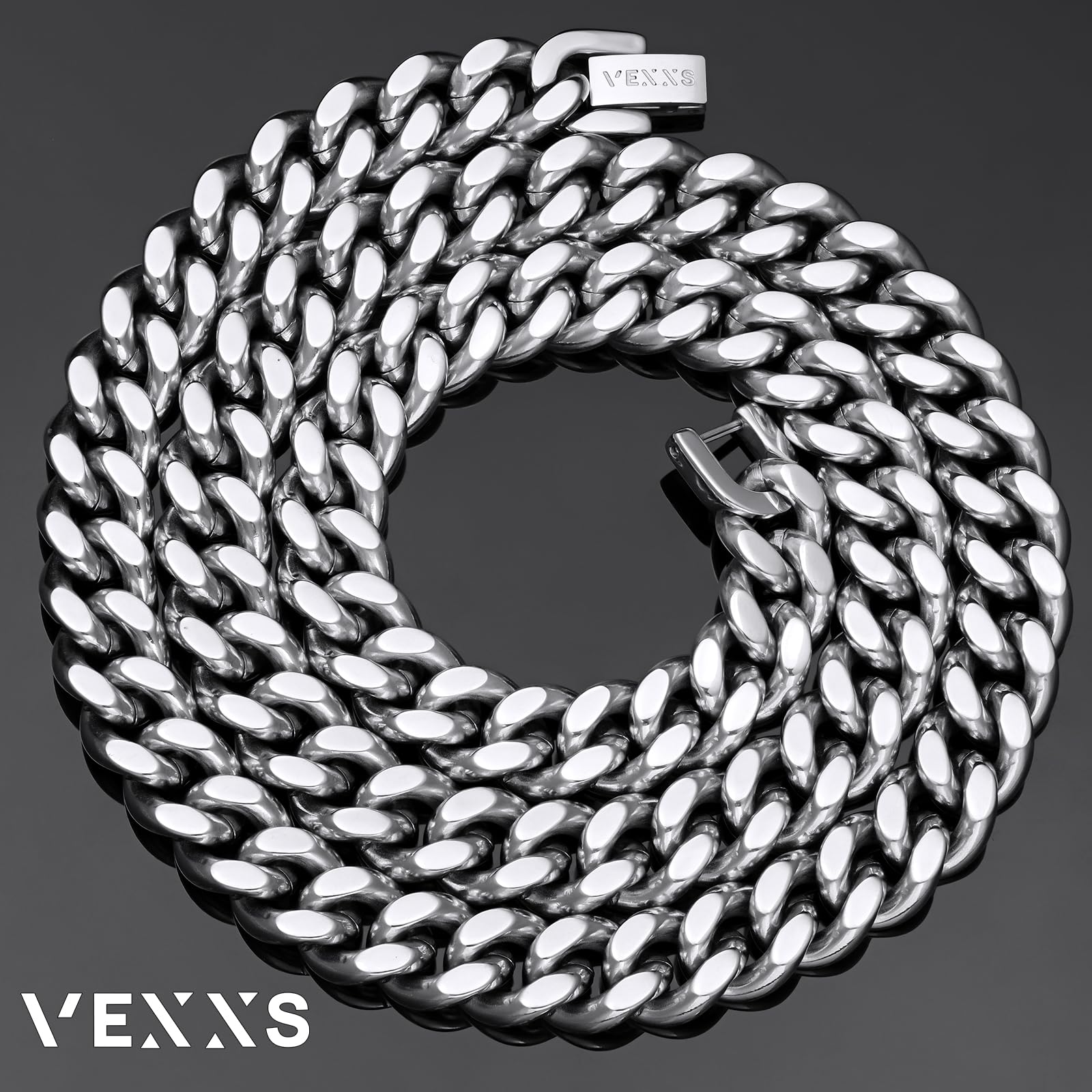 VEXXS Panzerkette Herren 10/12mm,18 Karat Vergoldet Edelstahl cuban chain, Flache Kubanische halskette Herren Kette,Goldkette für Herren Männer Jungen, Herren Schmuck Geschenk,46-66cm