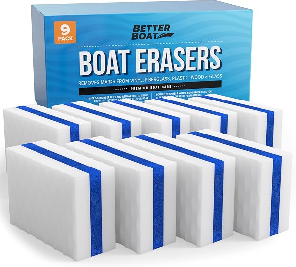 12PK Premium Boat Scuff Erasers, Boating Accessories for Cleaning, Gift for Pontoon, Fishing, Jon Boats, Decks, Vinyl and Hull Cleaner, Gadgets for Men and Women