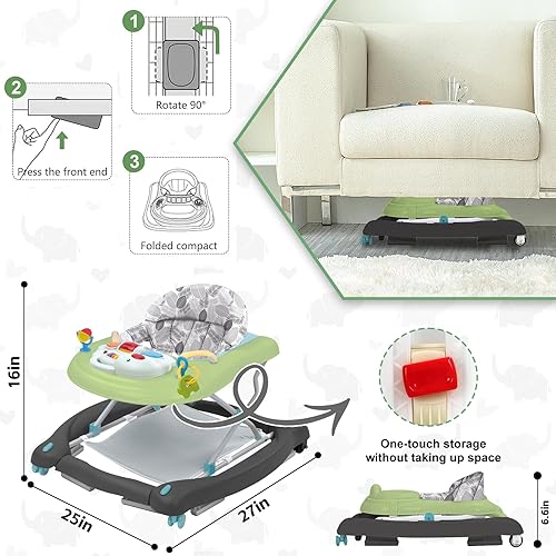 Miniatura 6 de Andador de actividades plegable 5 en 1 para bebé, balancín, centro de actividades, gorila, caminador de asiento, caminador de empuje, ruedas