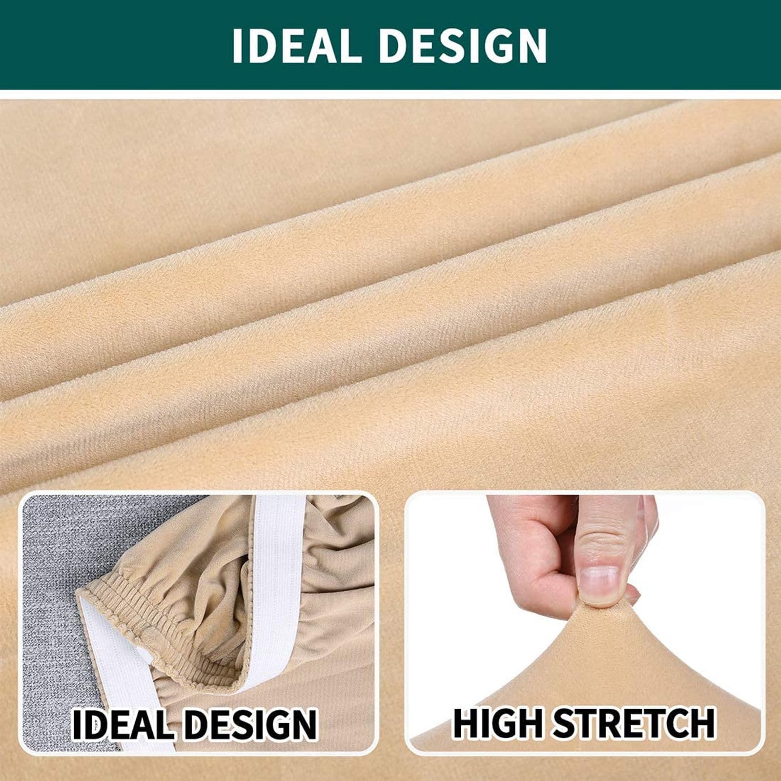 Terciopelo Elástico Funda for Banco, Antideslizante Suave Funda for Banco Extraíble Lavable Protector De Sofá for Salón, Cocina, Dormitorio-Beige(Caffè)