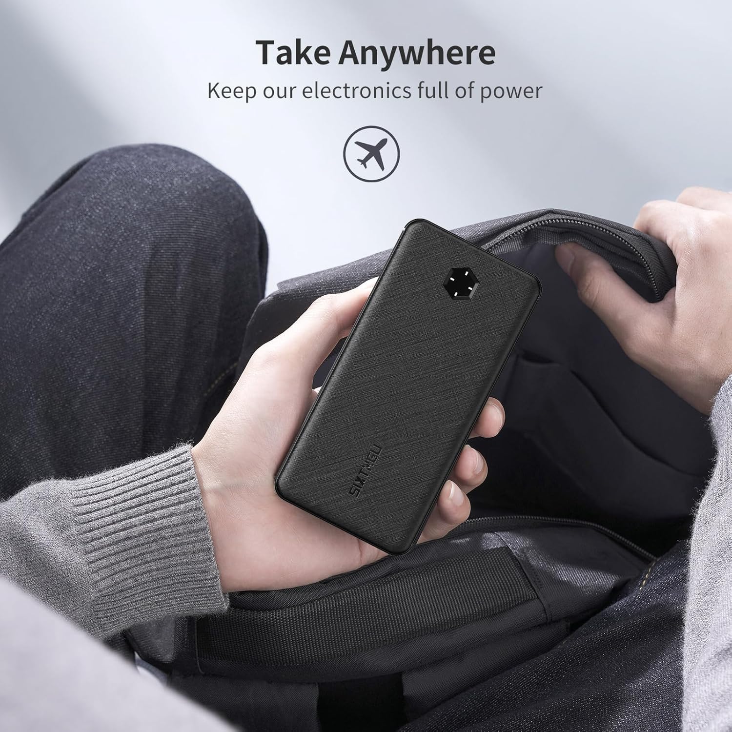 SIXTHGU Portable Charger, Slim 10000mAh PD 20W Power Bank, USB C in&Out Fast Charging Battery Pack, External Phone Powerbank Compatible with iPhone 16 15 14 13 Samsung S22 S21 Google iPad etc - 2