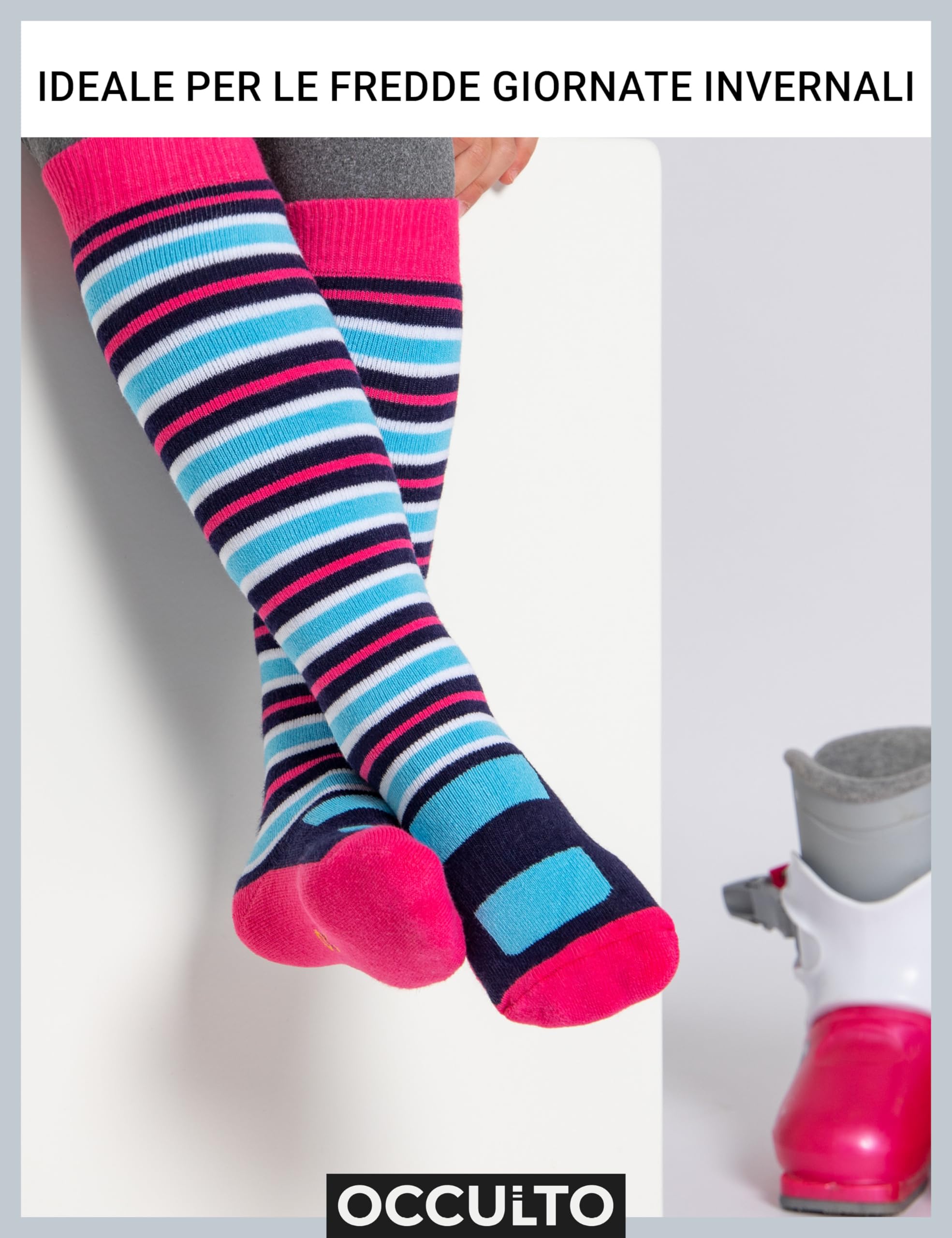 Occulto 2 Paia di Calze da Sci per Bambini Ragazzi e Ragazze Calzini Termici Invernali Caldi per Bambini