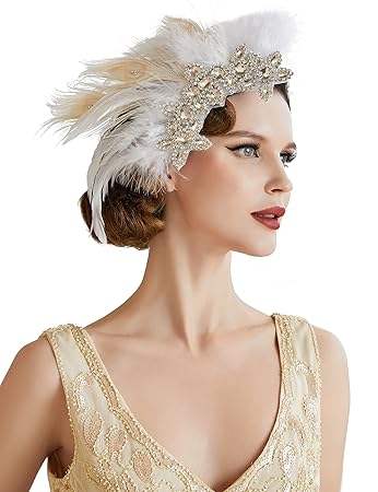 BABEYOND 1920s Flapper Hair Clip 20s Great Gatsby Headpiece 1920s Flapper Gatsby Hair Accessories (Red)