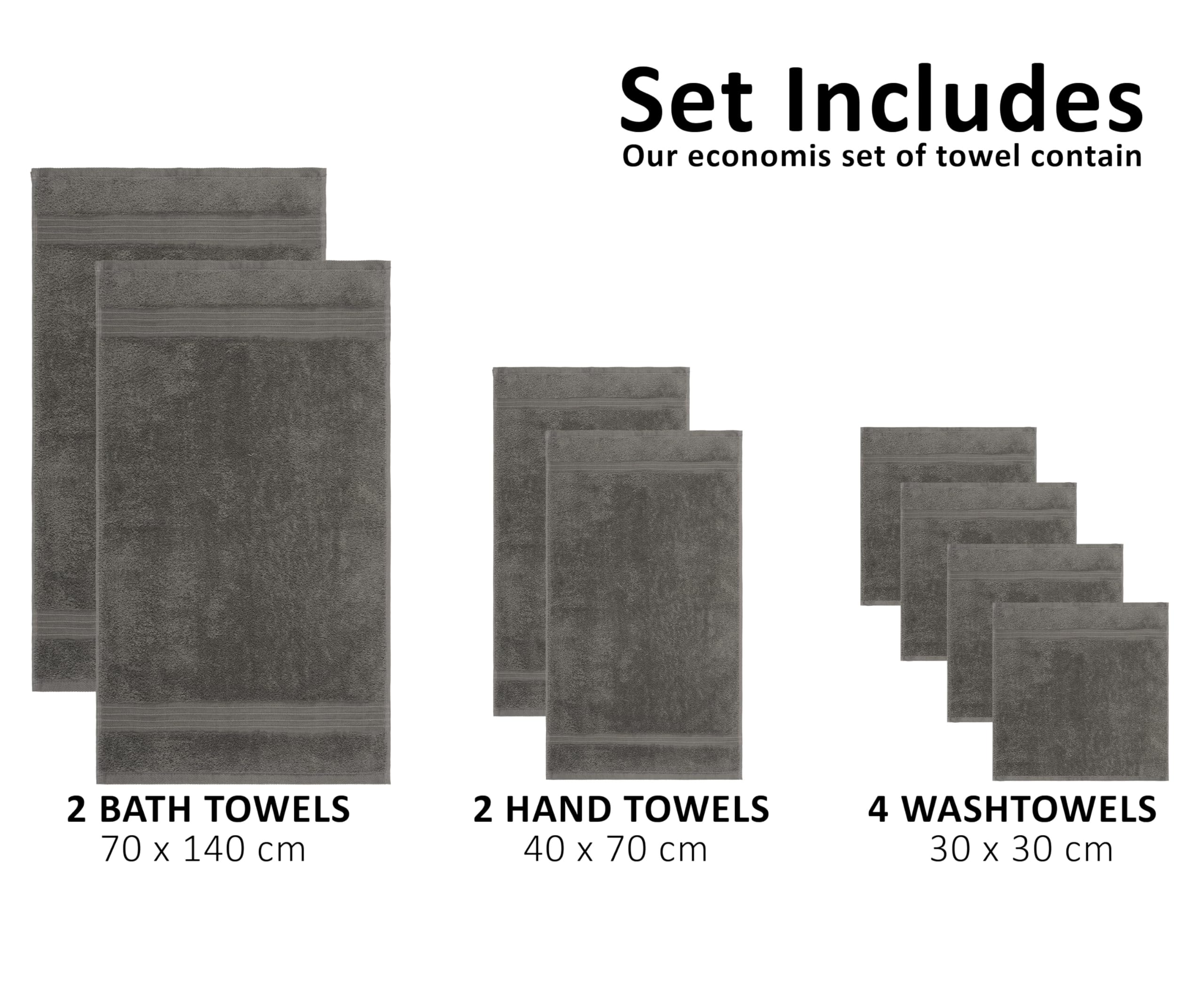 Bliss Casa - 8 Pieces Towel Set - 2 Bath Towels, 2 Hand Towels, and 4 Washcloths, 600 GSM Ring Spun Cotton Highly Absorbent Towels for Bathroom, Shower Towel