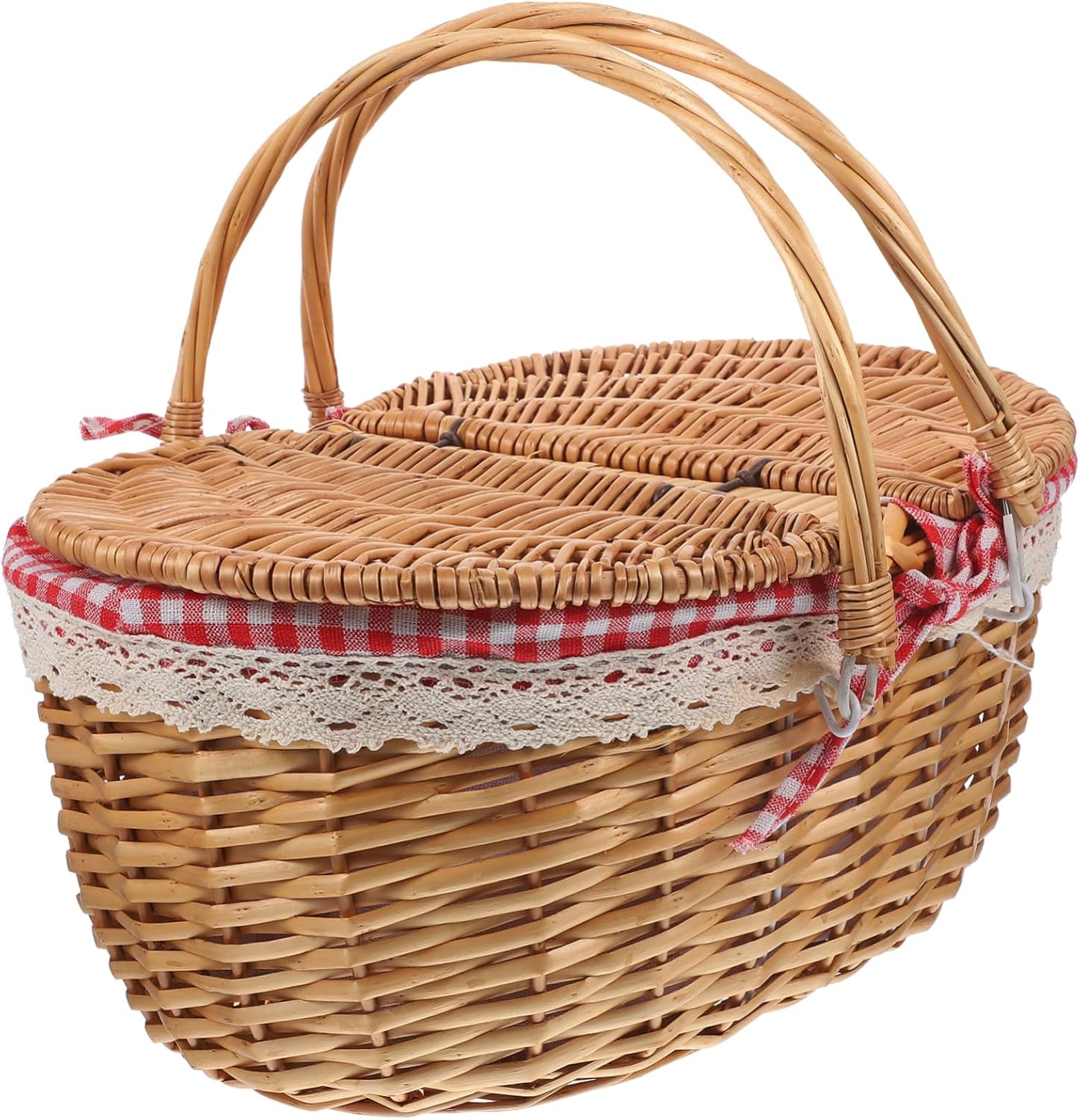 Wicker Basket Picnic Basket with Handles and Lid Wicker Woven Basket