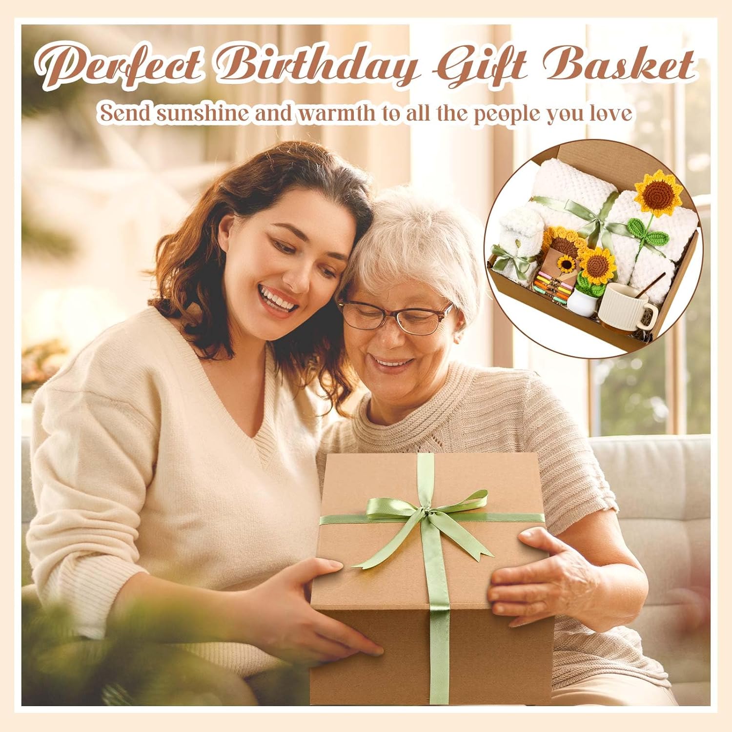 LemonRoad Gift Baskets for Women, Sending Sunshine Sunflower Thinking of You Care Package Get Well Soon Gift Basket for Her Friendship Mom Sister Wife Coworker - Image 5