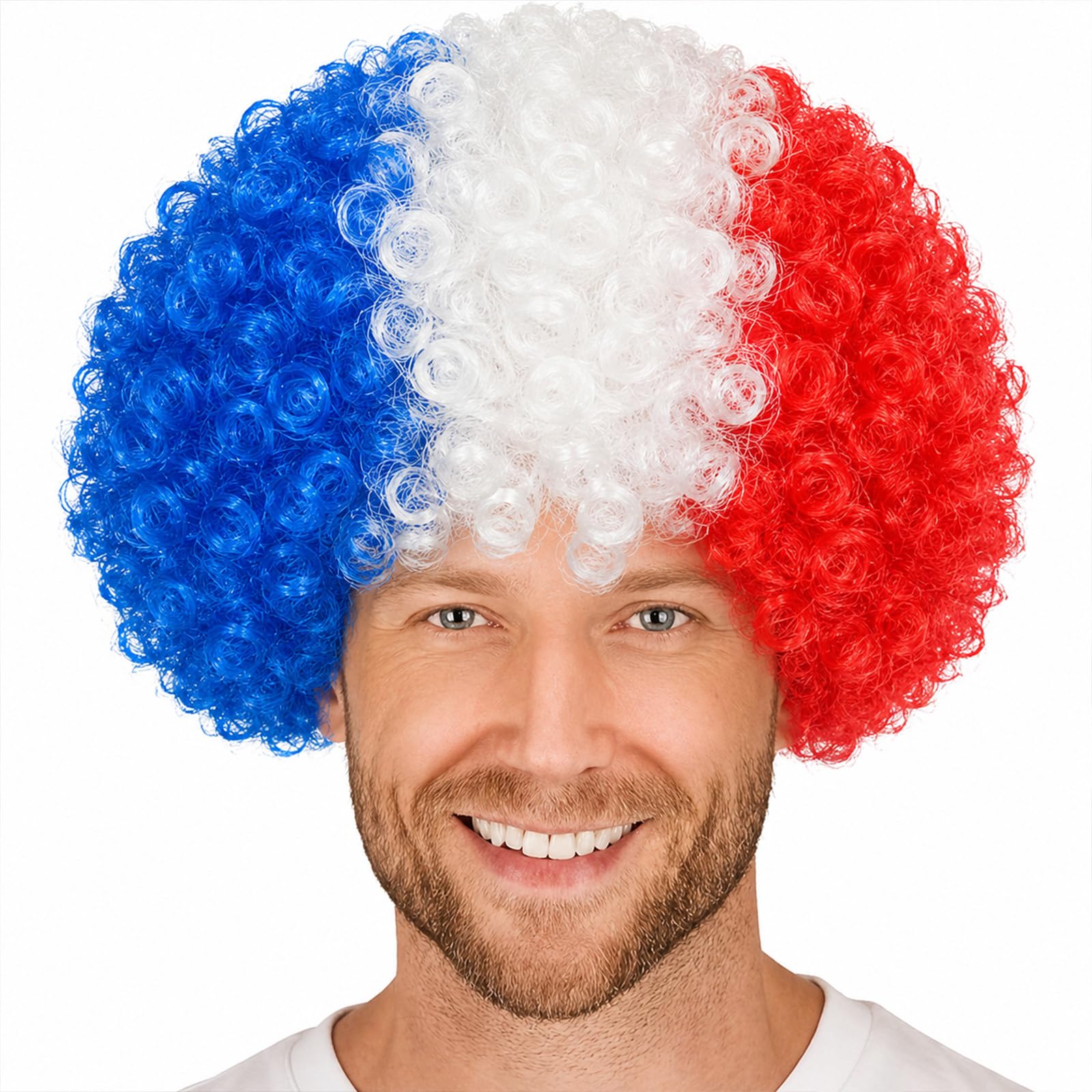 Perruque tricolore afro supporter France